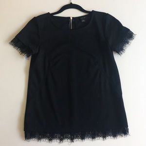 Black Short Sleeve Lace detail top